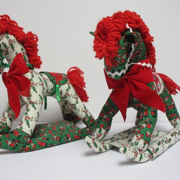 Handmade Wool Felt Horse Ornaments - Scandinavian Nordic Set  set of 2 handmade Christmas Horses